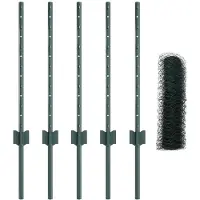vidaXL zeshoekig gaasgek met palen 10 x 0,6 m PVC-Coated Staal Groen