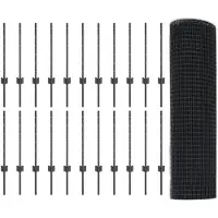 vidaXL gelast draadhek met palen 50 x 0,5 m PVC-Coated Staal Grijs
