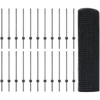 vidaXL gelast draadhek met palen 50 x 0,8 m PVC-Coated Staal Grijs