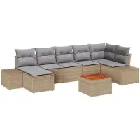 vidaXL Tuinbank Set 8 st beige en lichtgrijs