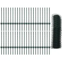 vidaXL zeshoekig gaasgek met palen 100 x 0,6 m PVC-Coated Staal Groen