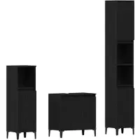 vidaXL Badkamermeubel Set 3 st Zwart Eiken 30 x 30 x 180 cm