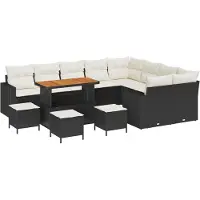 vidaXL Tuinbank Set 13 st 10-Aantal zitplaatsen Zwart en Crème