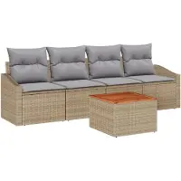 vidaXL Tuinset met 5 zitplaatsen. Beige en lichtgrijs, gemaakt van polyrotan