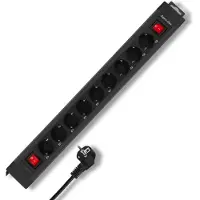 REV 0014923513 Stekkerdoos met schakelaar 9-voudig Antraciet, Zwart Randaarde stekker 1 stuk(s)