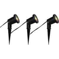 QAZQA Set van 3 smart prikspots zwart incl. snoer en stekker 200cm IP65 incl. Zigbee GU10 - Basic