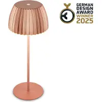 Briloner Champ - Oplaadbare Tafellamp - snoerloze lamp - met touch dimbaar - voor binnen en buiten - german design award winner 2025 - koper - Ø14,5 x 36,5 cm