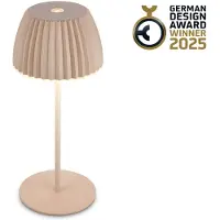 Briloner LED tafellamp Brilo unplugged Riffle, 20 cm, beige dimbaar, crème / amber, Woon-/ Eetkamer, metaal