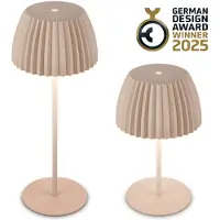 Briloner Champ - Oplaadbare Tafellamp - snoerloze lamp - met touch dimbaar - voor binnen en buiten - german design award winner 2025 - beige - Ø14,5 x 36,5 cm