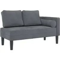 vidaXL Chaise longue met kussen, donkergrijs, fluweel