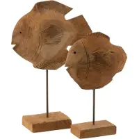 J-Line vis op voet teak hout large 30.5x10x45cm