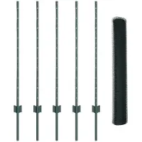 vidaXL zeshoekig gaasgek met palen 10 x 1 m PVC-Coated Staal Groen