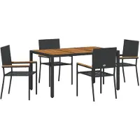 vidaXL Tuin Eettafel Set 5 pcs Zwart poly rattan