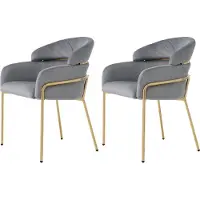 Merax Eetkamerstoelen Set van 2 - Luxe Fluweel - Grijs - Ergonomisch Design met Vier Metalen Poten