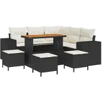 vidaXL Tuinbank Set 8 st 7-Aantal zitplaatsen Zwart en Crème