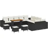 vidaXL Tuinbank Set 13 st Zwart en Crème poly rattan