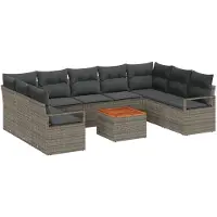 vidaXL Tuinbank Set 10 st Grijs poly rattan