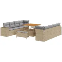 vidaXL Tuinbank Set Beige en Lichtgrijs poly rattan