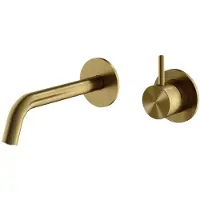 Hotbath Archie afbouwdeel wastafelkraan - voorsprong 20cm - PVD - geborsteld messing (goud) AR125EXTBBP
