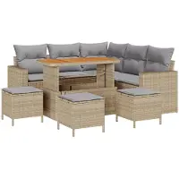 vidaXL Tuinbank Set 8 st Beige poly rattan