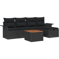 vidaXL Tuinbank Set 6 st Zwart poly rattan