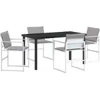 vidaXL Tuin Eettafel Set 5 st Wit Textilene en Staal