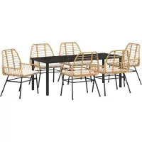 vidaXL Tuin Eettafel Set 7 st Bruin poly rattan