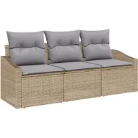 vidaXL Tuinset met 3 zitplaatsen, beige en lichtgrijs, van polyrotan
