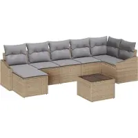 vidaXL Tuinbank Set met kussen 8 pcs Beige en Lichtgrijs poly rattan