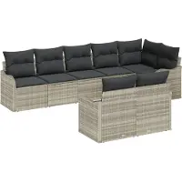vidaXL Tuinbank Set Lichtgrijs poly rattan