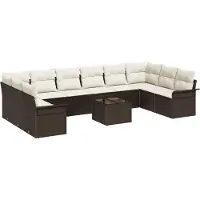 vidaXL Tuinbank Set 11 st Bruin poly rattan