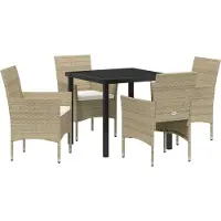 vidaXL Tuin Eettafel Set 5 st Beige poly rattan