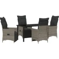 vidaXL Tuin Eettafel Set 5 st Grijs poly rattan