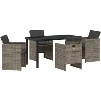vidaXL Tuin Eettafel Set 5 st Grijs poly rattan