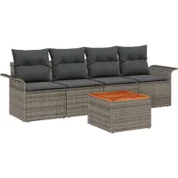 vidaXL Tuinset, 5-delig, grijze polyrotan, voor 4 personen