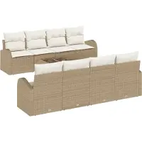 vidaXL Tuinbank Set 9 st Beige poly rattan