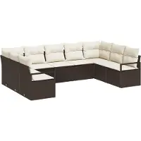vidaXL Tuinbank Set 9 st Bruin en wit poly rattan