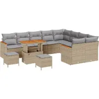 vidaXL Tuinbank Set 12 st 9-Aantal zitplaatsen Beige Poly Riet
