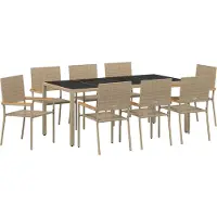 vidaXL Tuin Eettafel Set 9 st Beige poly rattan