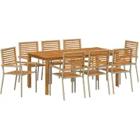 vidaXL Tuin Eettafel Set 9 st Beige Massief Acacia Hout