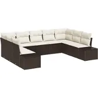 vidaXL Tuinbank Set 9 st 8-Aantal zitplaatsen Bruin en Crème