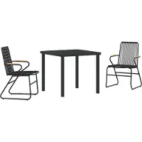 vidaXL Tuin Eettafel Set 3 st Zwart Gepoedercoat staal