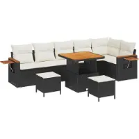 vidaXL Tuinbank Set 11 st 9-Aantal zitplaatsen Zwart en Crème