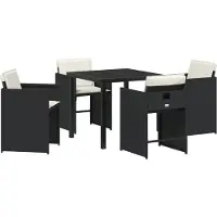 vidaXL Tuin Eettafel Set 5 st Zwart poly rattan