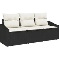 vidaXL Tuinset met 3 zitplaatsen, zwart en wit, van polyrotan