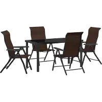 vidaXL Tuin Eettafel Set 5 st Bruin Gepoedercoat staal