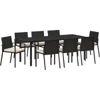 vidaXL Tuin Eettafel Set 9 st Zwart Gepoedercoat staal