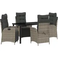 vidaXL Tuin Eettafel Set 5 st Grijs poly rattan