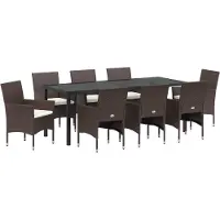 vidaXL Tuin Eettafel Set 9 st Bruin poly rattan