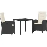 vidaXL Tuin Eettafel Set 3 st Zwart poly rattan
